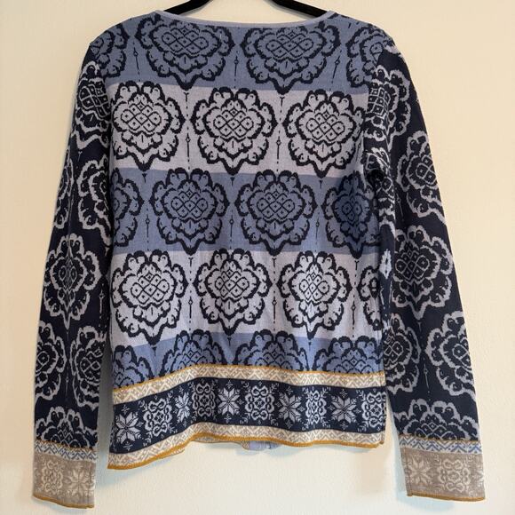 Icelandic Design Sweater Womens MED Wool Blend Zip up Cardigan Knit - Picture 7 of 10
